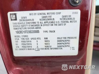 Zdjęcie 12 z 12 samochodu: 2003 CHEVROLET SILVERADO C1500 VIN:1GCEC19T23E220005 - miniatura
