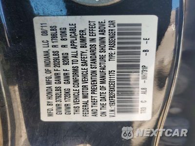 Zdjęcie 12 z 12 samochodu: 2012 HONDA CIVIC EX VIN:19XFB2F8XCE011175 - miniatura