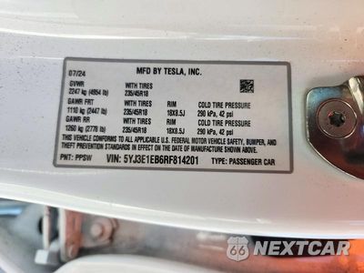 Zdjęcie 13 z 13 samochodu: 2024 TESLA MODEL 3 VIN:5YJ3E1EB6RF814201 - miniatura