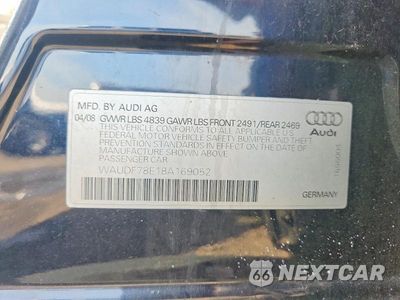 Zdjęcie 13 z 13 samochodu: 2008 AUDI A4 2.0T QUATTRO VIN:WAUDF78E18A169052 - miniatura