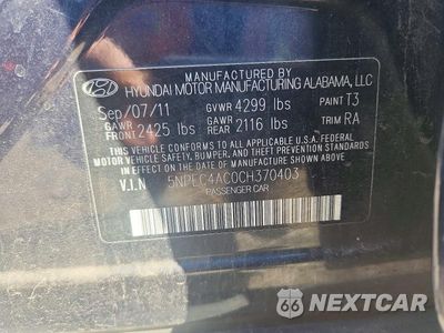 Zdjęcie 12 z 12 samochodu: 2012 HYUNDAI SONATA SE VIN:5NPEC4AC0CH370403 - miniatura