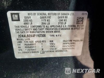 Zdjęcie 13 z 13 samochodu: 2015 CHEVROLET EQUINOX LT VIN:2GNALBEK4F1167306 - miniatura