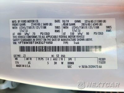 Zdjęcie 14 z 14 samochodu: 2019 FORD F350 SUPER DUTY VIN:1FT8W3BT3KEG71050 - miniatura
