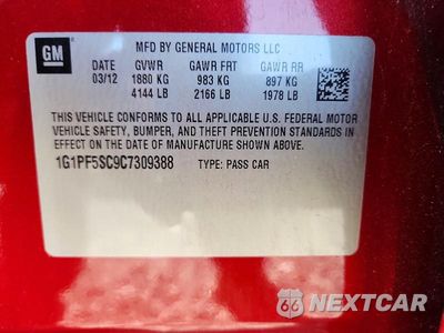 Zdjęcie 12 z 12 samochodu: 2012 CHEVROLET CRUZE LT VIN:1G1PF5SC9C7309388 - miniatura