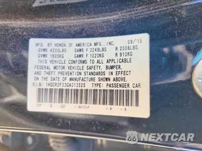Zdjęcie 13 z 13 samochodu: 2016 HONDA ACCORD LX VIN:1HGCR2F33GA013525 - miniatura