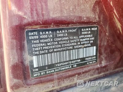 Zdjęcie 12 z 12 samochodu: 2003 SAAB 9-3 ARC VIN:YS3FD46Y731037766 - miniatura