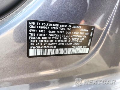 Zdjęcie 12 z 12 samochodu: 2014 VOLKSWAGEN PASSAT SEL VIN:1VWCN7A37EC098690 - miniatura