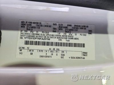 Zdjęcie 12 z 12 samochodu: 2022 FORD F150 SUPER CAB VIN:1FTEX1EP7NFA25799 - miniatura