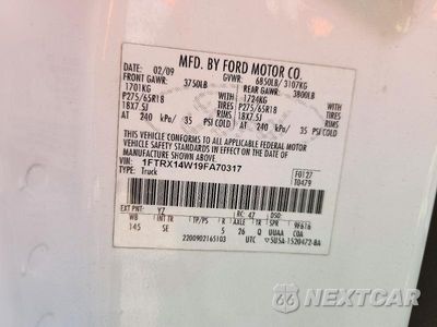 Zdjęcie 12 z 12 samochodu: 2009 FORD F150 SUPER CAB VIN:1FTRX14W19FA70317 - miniatura