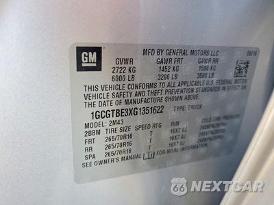 Zdjęcie 12 z 12 samochodu: 2016 CHEVROLET COLORADO VIN:1GCGTBE3XG1351622 - miniatura