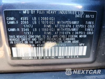 Zdjęcie 13 z 13 samochodu: 2014 SUBARU OUTBACK 2.5I PREMIUM VIN:4S4BRBCC3E3222453 - miniatura
