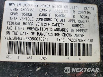 Zdjęcie 13 z 13 samochodu: 2008 ACURA TSX VIN:JH4CL96808C018741 - miniatura