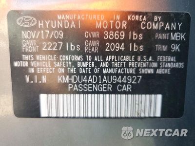 Zdjęcie 12 z 12 samochodu: 2010 HYUNDAI ELANTRA GLS VIN:KMHDU4AD1AU944927 - miniatura