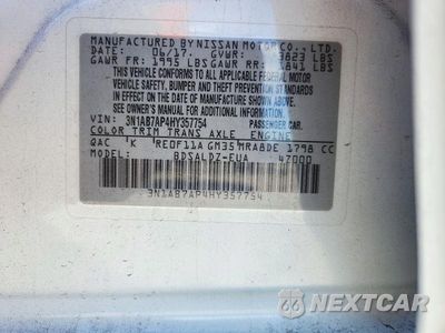 Zdjęcie 12 z 12 samochodu: 2017 NISSAN SENTRA SV VIN:3N1AB7AP4HY357754 - miniatura