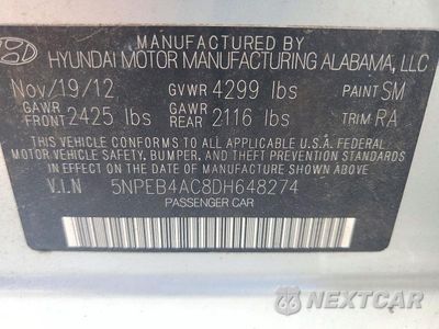 Zdjęcie 12 z 12 samochodu: 2013 HYUNDAI SONATA GLS VIN:5NPEB4AC8DH648274 - miniatura