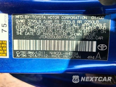 Zdjęcie 12 z 12 samochodu: 2008 TOYOTA PRIUS BASE VIN:JTDKB20U887747561 - miniatura