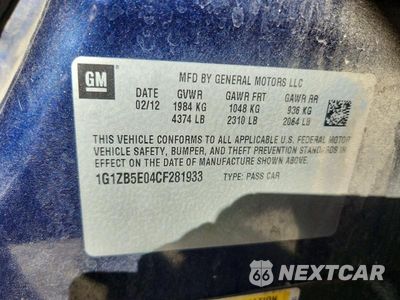 Zdjęcie 12 z 12 samochodu: 2012 CHEVROLET MALIBU LS VIN:1G1ZB5E04CF281933 - miniatura