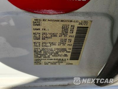 Zdjęcie 12 z 12 samochodu: 2022 NISSAN FRONTIER SV VIN:1N6ED1EJ1NN608411 - miniatura