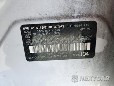 Zdjęcie 12 z 12 samochodu: 2021 MITSUBISHI MIRAGE G4 ES VIN:ML32FUFJ6MHF07531 - miniatura