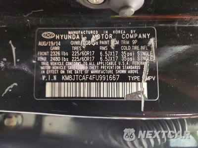 Zdjęcie 13 z 13 samochodu: 2015 HYUNDAI TUCSON GLS VIN:KM8JTCAF4FU991667 - miniatura