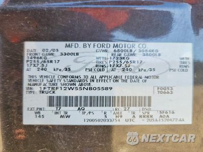 Zdjęcie 13 z 13 samochodu: 2005 FORD F150 VIN:1FTRF12W55NB05589 - miniatura