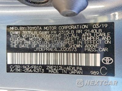 Zdjęcie 12 z 12 samochodu: 2020 TOYOTA COROLLA LE VIN:JTDEPRAE4LJ020573 - miniatura