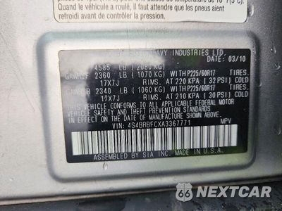Zdjęcie 12 z 12 samochodu: 2010 SUBARU OUTBACK 2.5I PREMIUM VIN:4S4BRBFCXA3367771 - miniatura