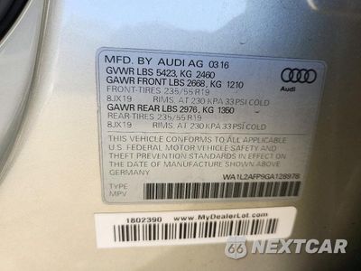 Zdjęcie 13 z 13 samochodu: 2016 AUDI Q5 PREMIUM PLUS VIN:WA1L2AFP9GA128978 - miniatura