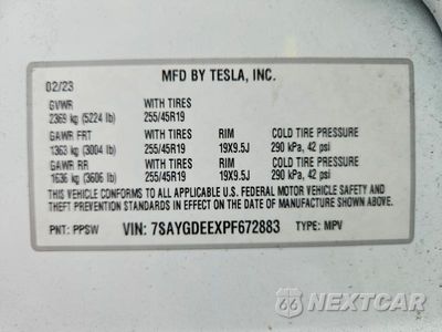 Zdjęcie 13 z 13 samochodu: 2023 TESLA MODEL Y VIN:7SAYGDEEXPF672883 - miniatura