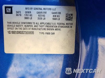 Zdjęcie 12 z 12 samochodu: 2016 CHEVROLET CRUZE LT VIN:1G1BE5SM2G7300835 - miniatura