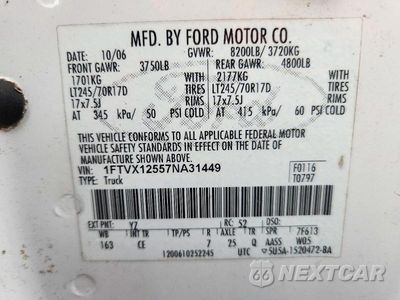 Zdjęcie 12 z 12 samochodu: 2007 FORD F150 VIN:1FTVX12557NA31449 - miniatura