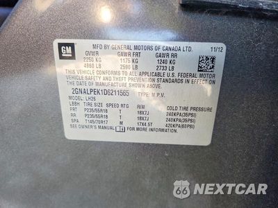 Zdjęcie 13 z 13 samochodu: 2013 CHEVROLET EQUINOX LT VIN:2GNALPEK1D6211565 - miniatura