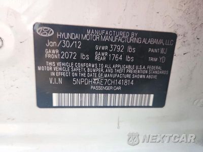 Zdjęcie 12 z 12 samochodu: 2012 HYUNDAI ELANTRA GLS VIN:5NPDH4AE7CH141814 - miniatura
