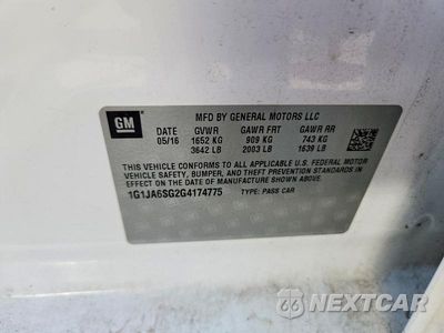 Zdjęcie 12 z 12 samochodu: 2016 CHEVROLET SONIC LS VIN:1G1JA6SG2G4174775 - miniatura