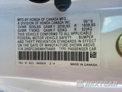 Zdjęcie 12 z 12 samochodu: 2019 HONDA CIVIC SI VIN:2HGFC3A54KH754905 - miniatura