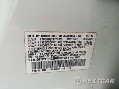 Zdjęcie 12 z 12 samochodu: 2011 HONDA PILOT TOURING VIN:5FNYF3H93BB032368 - miniatura