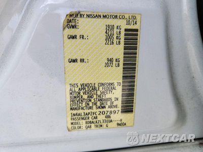 Zdjęcie 13 z 13 samochodu: 2015 NISSAN ALTIMA 2.5 SV VIN:1N4AL3AP2FC207897 - miniatura