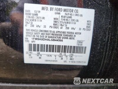 Zdjęcie 13 z 13 samochodu: 2020 FORD EXPLORER XLT VIN:1FMSK8DHXLGB44566 - miniatura