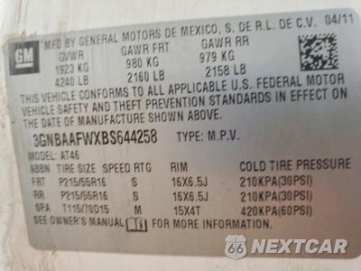 Zdjęcie 12 z 12 samochodu: 2011 CHEVROLET HHR VIN:3GNBAAFWXBS644258 - miniatura