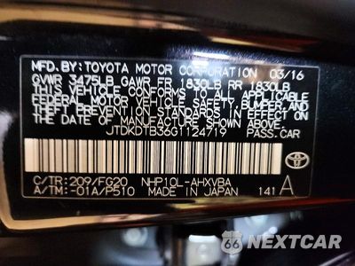 Zdjęcie 12 z 12 samochodu: 2016 TOYOTA PRIUS C TWO VIN:JTDKDTB36G1124719 - miniatura