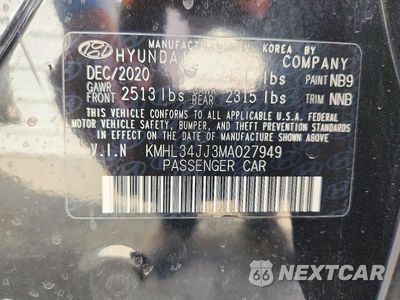 Zdjęcie 12 z 12 samochodu: 2021 HYUNDAI SONATA HYBRID SEL VIN:KMHL34JJ3MA027949 - miniatura