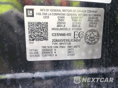 Zdjęcie 12 z 12 samochodu: 2020 CHEVROLET EQUINOX LT VIN:2GNAXVEX6L6194247 - miniatura