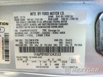 Zdjęcie 13 z 13 samochodu: 2015 FORD MUSTANG VIN:1FA6P8THXF5343552 - miniatura