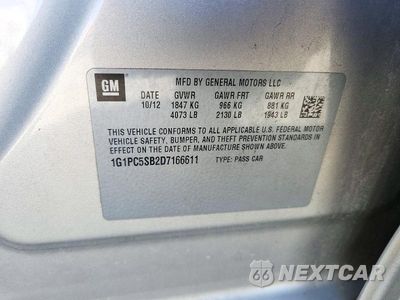 Zdjęcie 12 z 12 samochodu: 2013 CHEVROLET CRUZE LT VIN:1G1PC5SB2D7166611 - miniatura