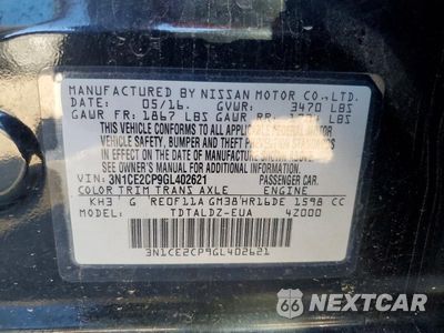 Zdjęcie 12 z 12 samochodu: 2016 NISSAN VERSA NOTE SV VIN:3N1CE2CP9GL402621 - miniatura