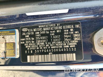 Zdjęcie 13 z 13 samochodu: 2019 KIA SORENTO LX V6 VIN:5XYPG4A50KG495132 - miniatura