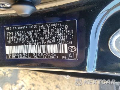 Zdjęcie 12 z 12 samochodu: 2015 TOYOTA COROLLA LE VIN:2T1BURHE8FC433372 - miniatura