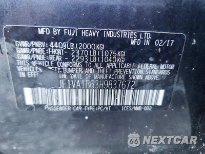 Zdjęcie 12 z 12 samochodu: 2017 SUBARU WRX VIN:JF1VA1B63H9837672 - miniatura