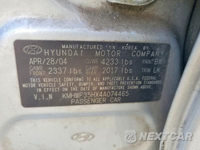 Zdjęcie 12 z 12 samochodu: 2004 HYUNDAI SONATA GLS VIN:KMHWF35HX4A074465 - miniatura