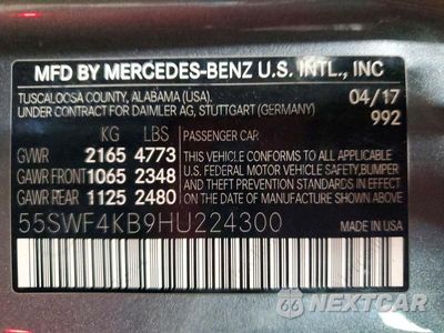 Zdjęcie 12 z 12 samochodu: 2017 MERCEDES-BENZ C 300 4MATIC VIN:55SWF4KB9HU224300 - miniatura